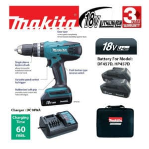 Makita HP457D 18 V Cordless Li-ion Combi Drill Kit Review