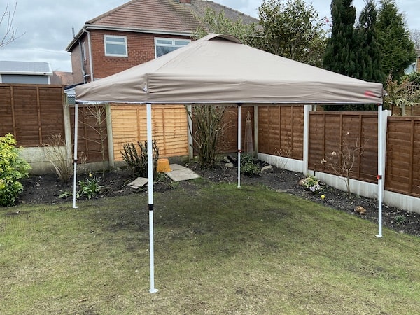 MasterCanopy gazebo setup and secured down with pegs - also had guide ropes for very windy days