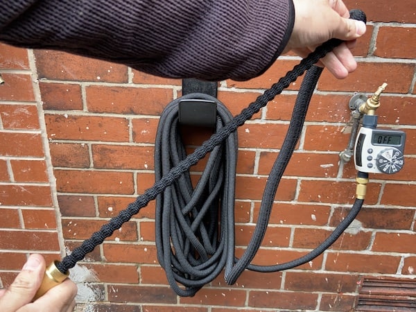 Close up or hose when expanded by hand