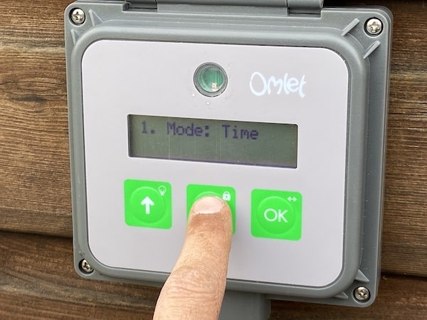 Setting the time on omlet chicken coop door control unit