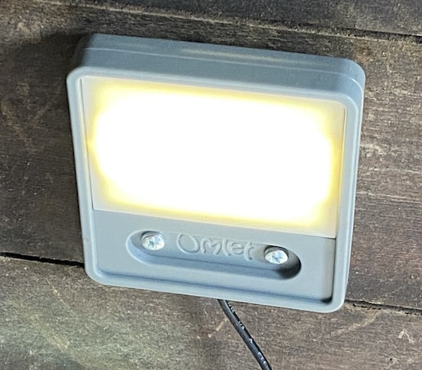 Optional chicken coop light, can be set to come on 5 minutes before door closes to encourage chickens into coop