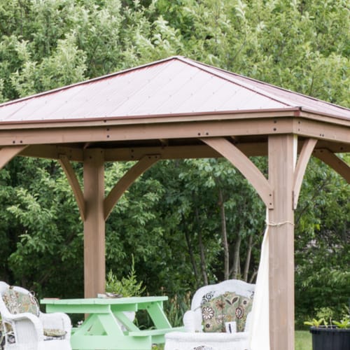 Gazebo root design for windy sites