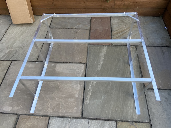 Tibshelf Garden Products Greenhouse Staging part assembled with both sides now attached