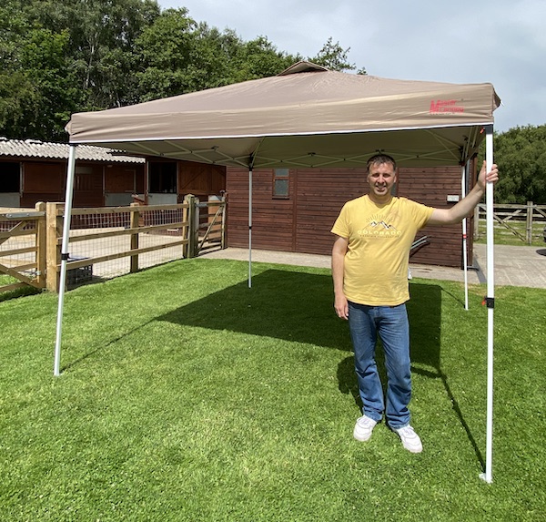 Showing the MasterCanopy pop up gazebo ready to use