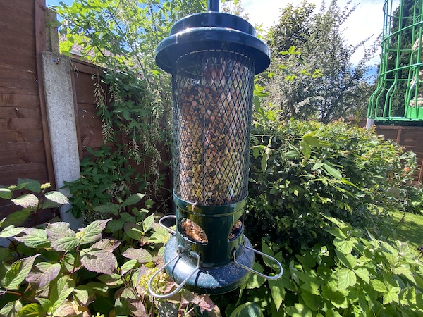One of two weight sensative squirrel proof bird feeders I have