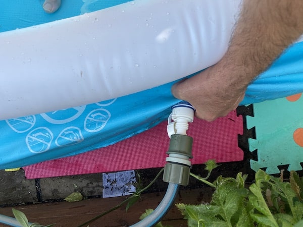 Push fit attachment so you can attach a hose pipe and empty the pool more easily